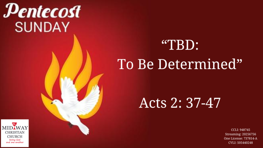 entecost Sunday sermon: "TBD" Acts 2: 37-47